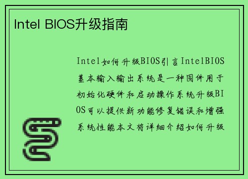 Intel BIOS升级指南